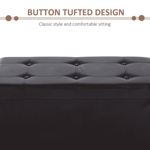 Folding Faux Leather Storage Cube Ottoman Bench Seat Brown