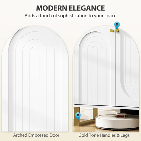 Sideboard with Adjustable Shelves & Doors for Living Room, White