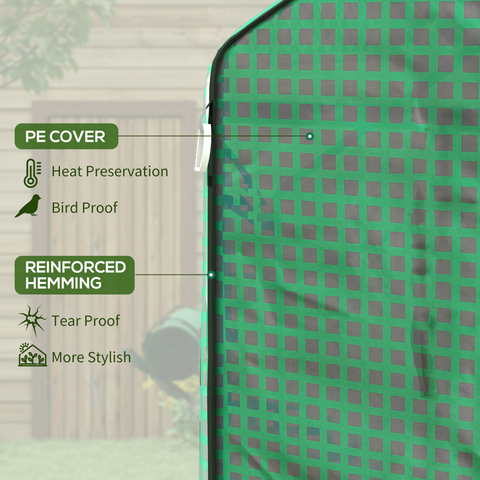 Walk-in Greenhouse Cover Replacement with Door and Mesh Windows, Green