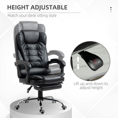 PU Leather Home Office Chair High Back Computer Chair with Swivel Wheels Black