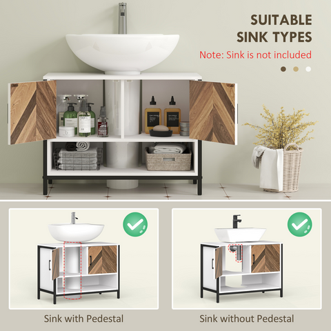 Bathroom Under Sink Cabinet for Basin with or without Pedestal Cream