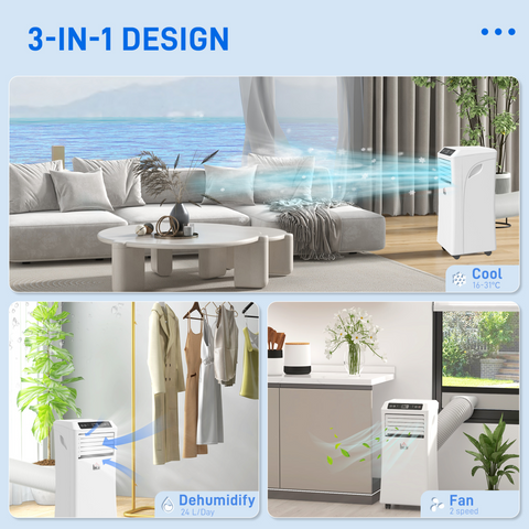 Mobile Air Conditioner W/ RC Cooling Sleeping Mode Portable White 1080W