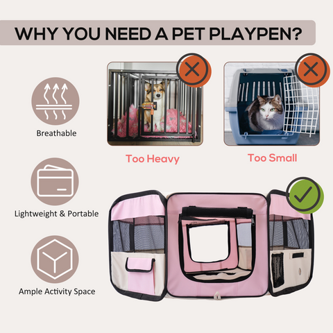 Fabric Pet Puppy Dog Cat Rabbit Pig Guinea Playpen Play Pen Run S M L 3 Colour