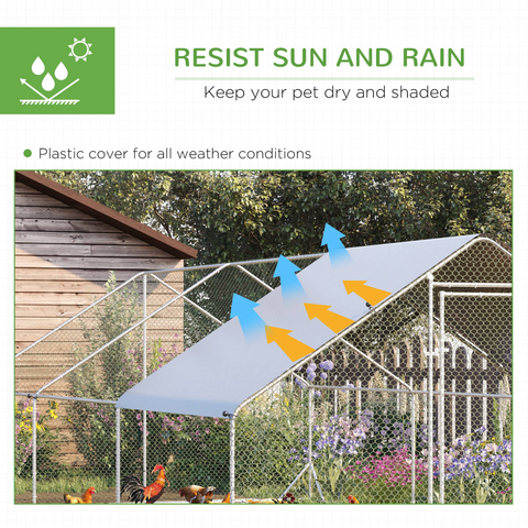 Walk In Chicken Run Large Galvanised Chicken Coop with Cover 6 x 3 x 2m