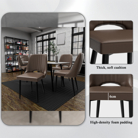 Dining Chairs with Cut-Out Backrest, Modern Kitchen Chair, Scandinavian Faux Leather Chair with High Back for Living Room Kitchen