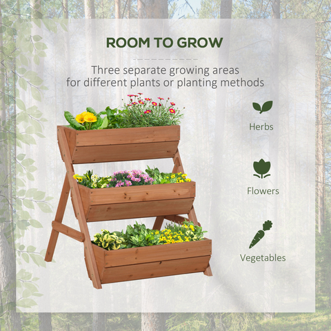 Outsunny - Garden Bed Wooden Elevated Planter Box Kit, Brown