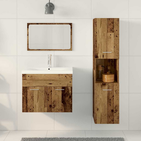 Bathroom Furniture Set with Shelf 4 pcs Brown Engineered Wood