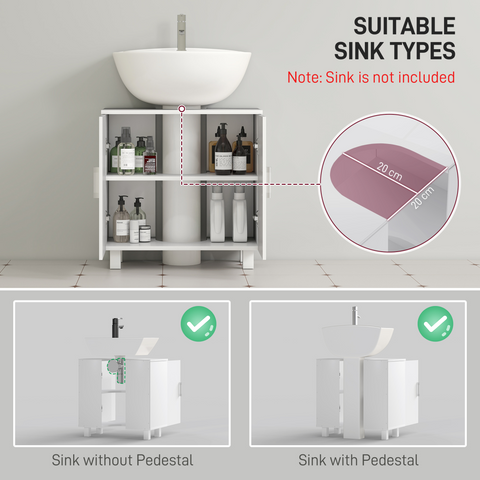 Freestanding Bathroom High Gloss Under Sink Cabinet, White