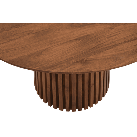 Slatted Mango Wood Round Dining Table 4 To 6 Seater