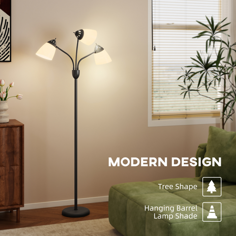 Arc Tree Floor Lamp with 3000K/4500K/6500K Colour Temperatures Black