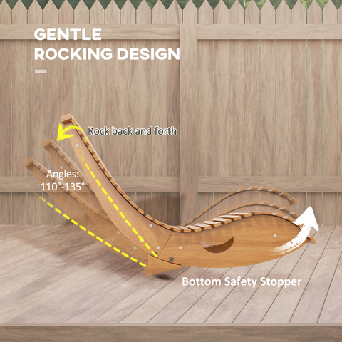 Outdoor Rocking Chair w/ Slatted Seat, Wooden Rocking Chair, Teak