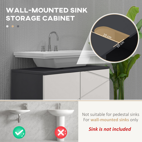 kleankin Bathroom Vanity Unit, Under Sink Cabinet with Shelf, Light Grey