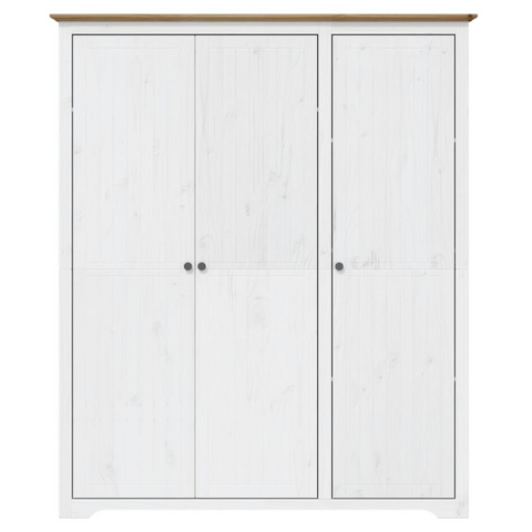 vidaXL Wardrobe BODO White and Brown 151.5x52x176.5cm Solid Wood Pine