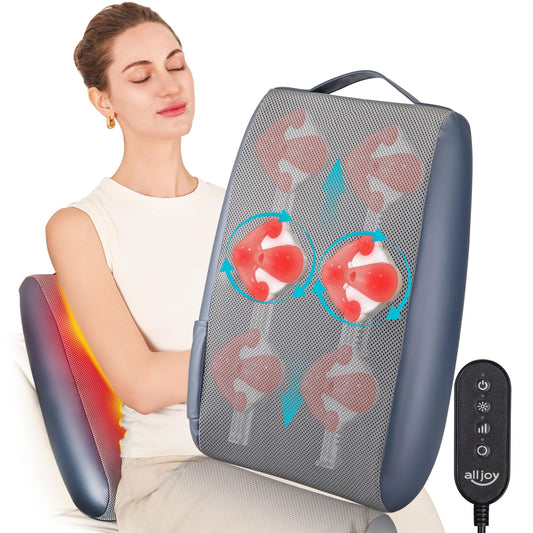 ALLJOY Full Back Walk Shiatsu Massager for Pain Relief Deep Tissue - Cordless Portable Back Massager with Heat Larger Massage Area for Back Shoulders Waist Legs Relax Gifts for Women Men Mom Dad