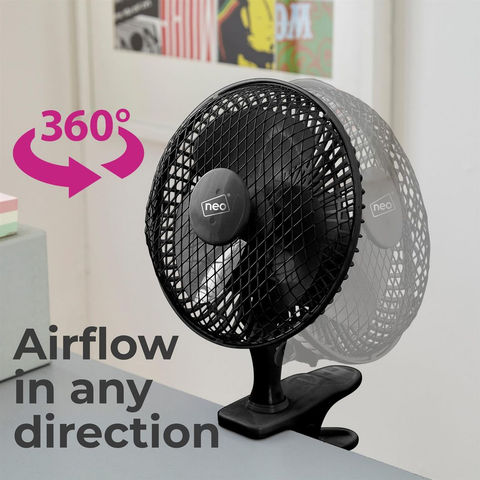 Neo Mini Clip Base Mount Desk Fan Black