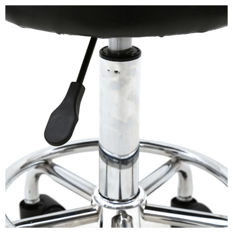 Round Shape Adjustable Salon Stool with Back and Line Black
