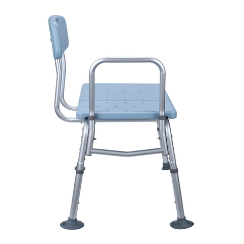 Medical Bathroom Safety Shower Tub Aluminium Alloy Bath Chair Transfer Bench with Back & Handle Blue