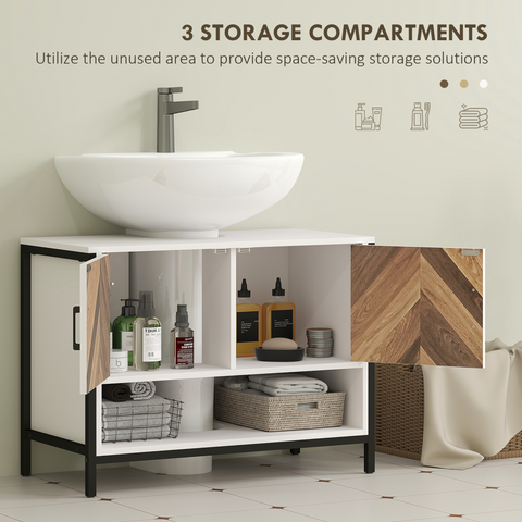 Bathroom Under Sink Cabinet for Basin with or without Pedestal Cream