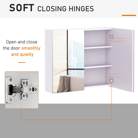 Wall Mounted Bathroom Mirror Storage Cabinet w/ Door Adjustable Shelf HOMCOM