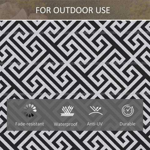 Reversible Outdoor Rug Portable Plastic Straw RV Camping Mat - 182x274cm