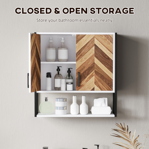 Bathroom Cabinet Wall Mounted Over the Toilet with 2 Doors, Walnut