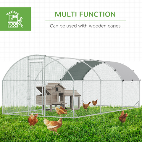 Walk-In Chicken Run Galvanised Chicken Coop with Cover 2.8 x 1.9 x 2m