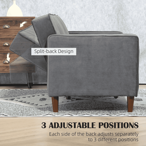 Convertible Sofa Futon Velvet-Touch Tufted Couch Sofa Bed Dark Grey