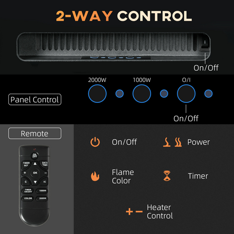 Wall Mounted Electric Fire Black