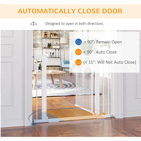 Pressure Fit Safety Gate for Doors, Dog Gate Auto Close, 75-103 cm White PawHut