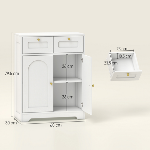 Bathroom Floor Cabinet, Bathroom Storage Unit with 2 Doors, White