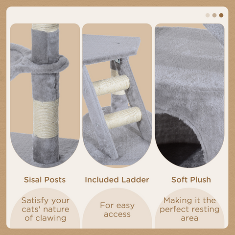 Deluxe Cat Tree Climb Post Kitten Scratching Condo Furniture Activity Pawhut