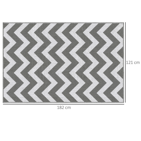 Outsunny Outdoor Rug, 1.2 x 1.8m Patio Floor Mat, Grey & White