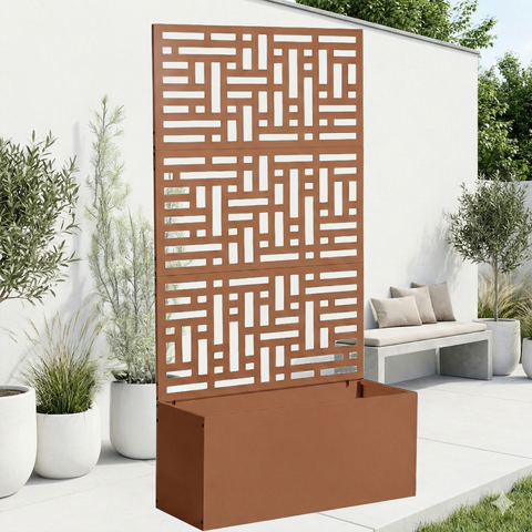 Metal Garden Bed with Trellis, 70 Inch Height Metal Planter Box with Trellis, Garden Box for Climbing Plants Vegetable, Metal Garden Bed with Drainage Holes