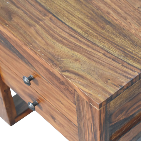 Artisan Furniture Solid Wood U-Square Honey Bedside, Brown, 2 Drawers
