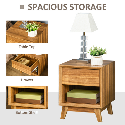 Bedside Table Storage Organizer Side Table  Drawer and Shelf Bedroom