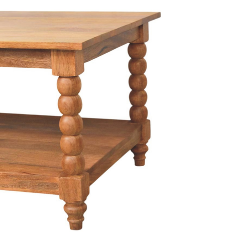 Artisan Furniture Solid Wood Spindle Coffee Table, 1 Open Slot, Brown