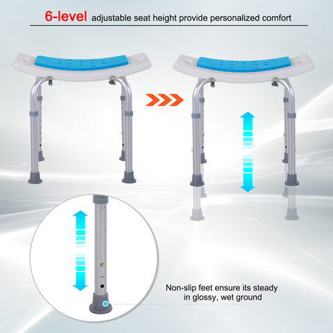 Bath Stool, Adjustig Aluminum,Used for Spa, Shower - Non-Slip with Shower Hole