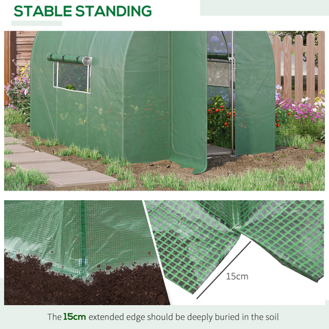 3 x 2M Reinforced Walk-in Polytunnel Garden Greenhouse Steel Frame