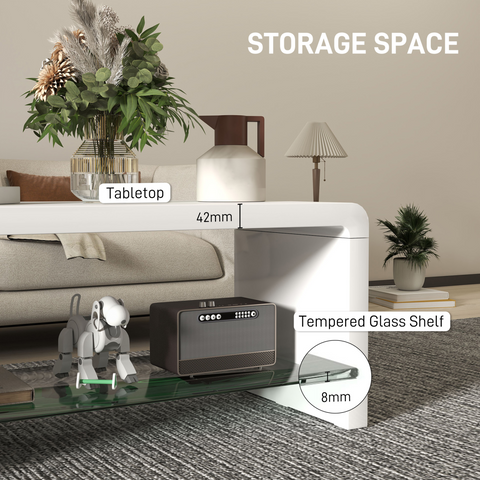 Storage Coffee Table, Centre Table for Living Room, White