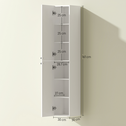 Wall Mounted Slim Bathroom Storage Cabinet with 6-Tier Shelf White