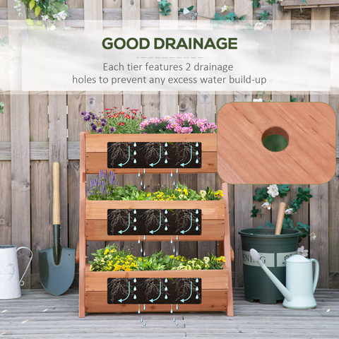 Outsunny - Garden Bed Wooden Elevated Planter Box Kit, Brown