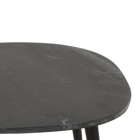 Opal Coffee Table With Black Marble Top & Metal Legs