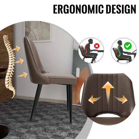 Dining Chairs with Cut-Out Backrest, Modern Kitchen Chair, Scandinavian Faux Leather Chair with High Back for Living Room Kitchen