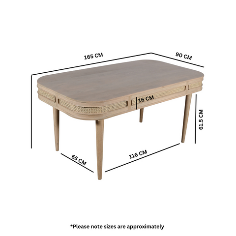 Valencia Cane & Mango Wood Dining Table 6 Seater