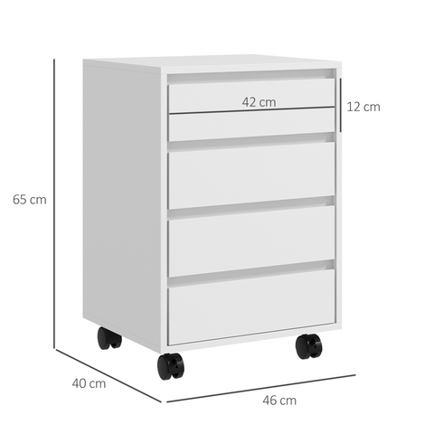 Versatile White Mobile Filing Cabinet with Lockable Wheels & Four Drawers
