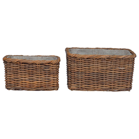 Firewood Basket 2 pcs Brown Lacak Rattan
