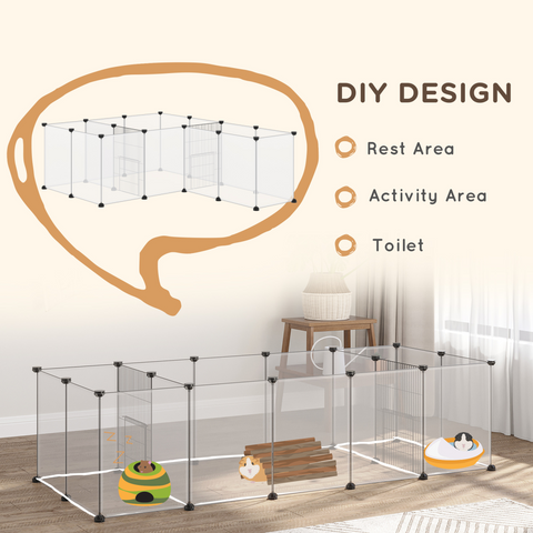 Pet Playpen, 18 Panels DIY Small Animal Cage for Guinea Pigs Hedgehogs
