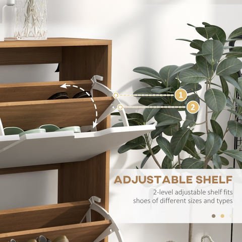 Shoe Storage Cabinet with 4 Flip Drawers for 16 Pairs of Shoes, Natural
