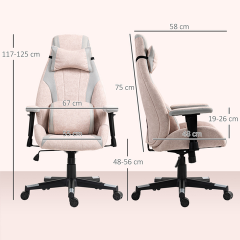 Gamer Computer Chair, Gaming Chair with Swivel Wheels, Pale Pink