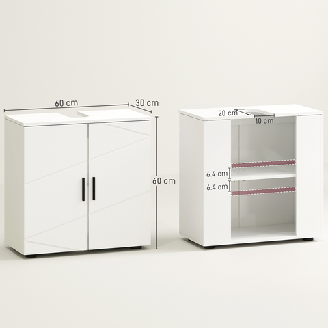 kleankin Bathroom Vanity Unit, Under Sink Cabinet with Shelf, White